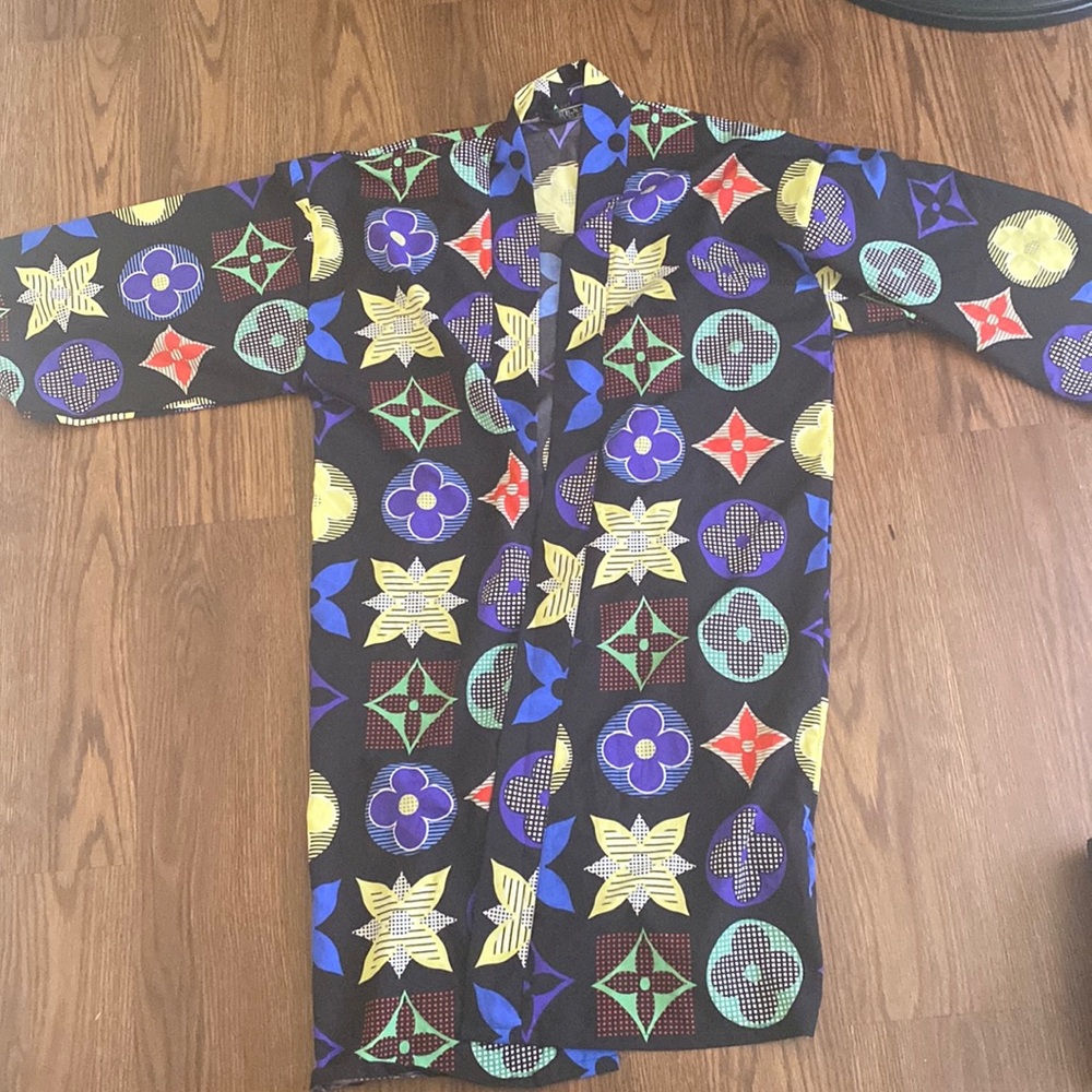 Black colorful duster/cardigan